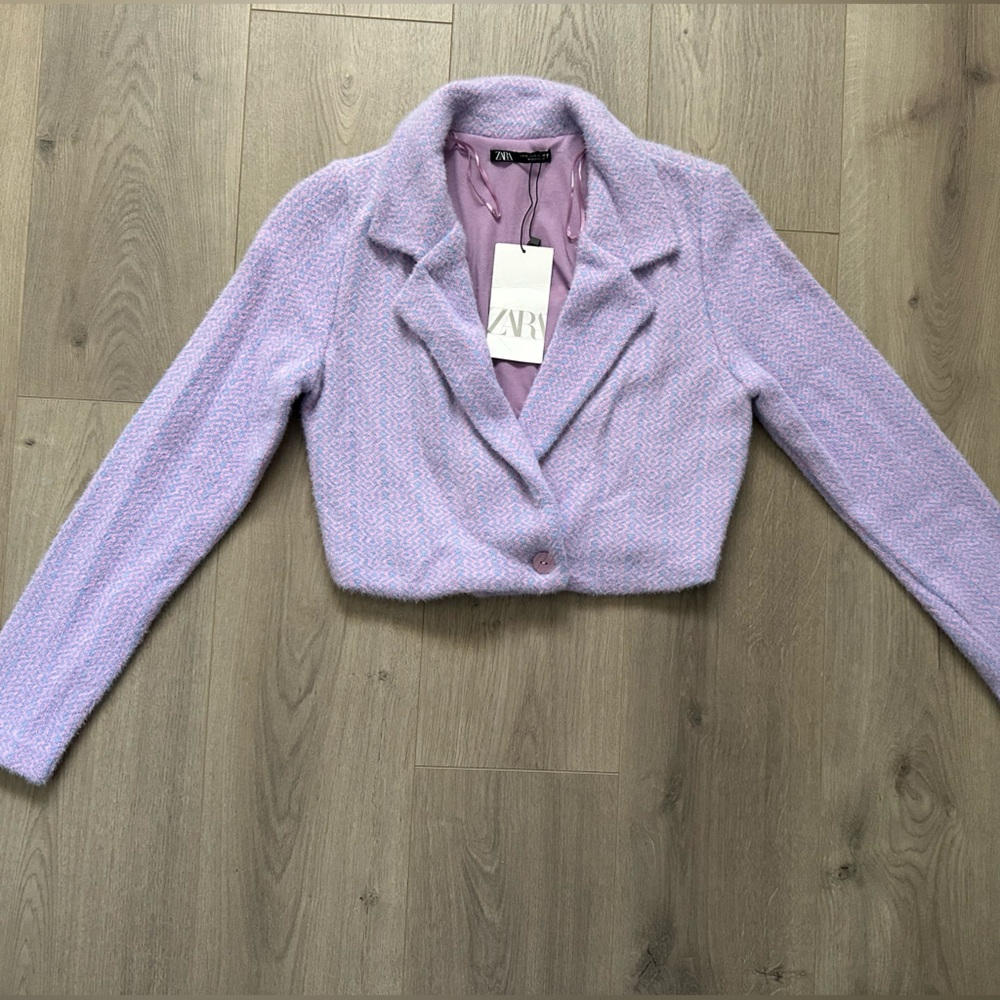 NWT Zara Women's Lavender Pink Cropped Jacket Size M - Picture 5 of 9